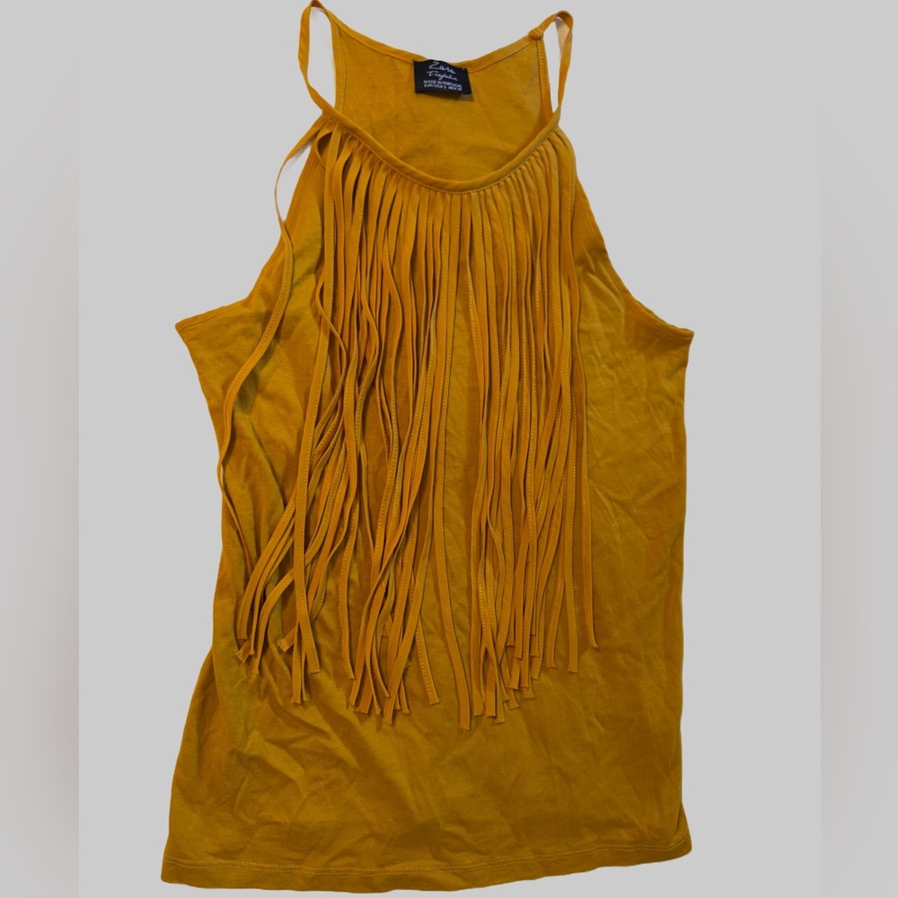 Zara mustard yellow fringe tank